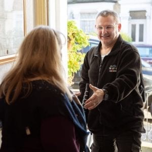Our surveyor Grant meeting customer
